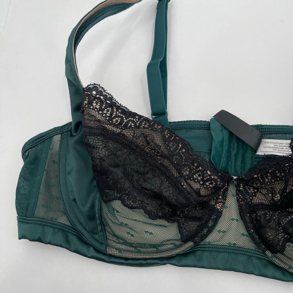 ADORE ME Bra Size 42C Teal Black Mesh Lace Curvy Adjustable Straps Intimates - Picture 11 of 15